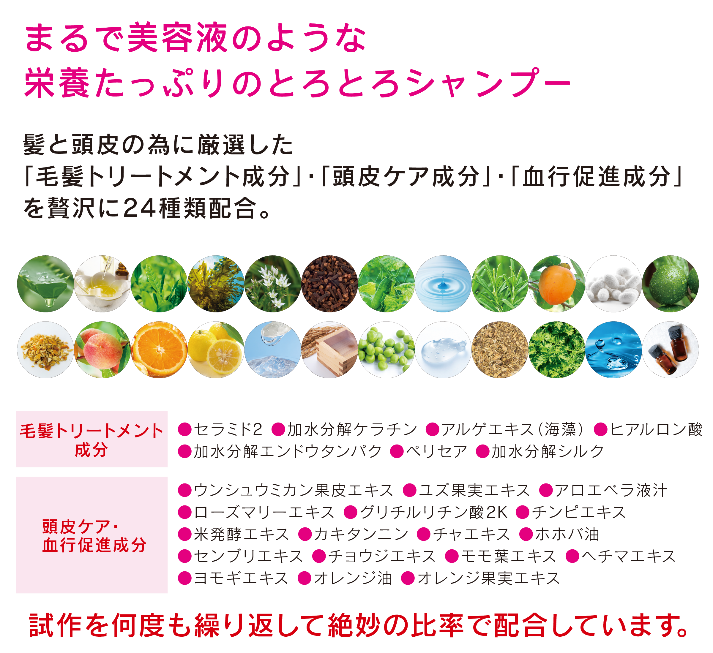 美容液のようなシャンプー。髪と頭皮のために厳選した成分を配合