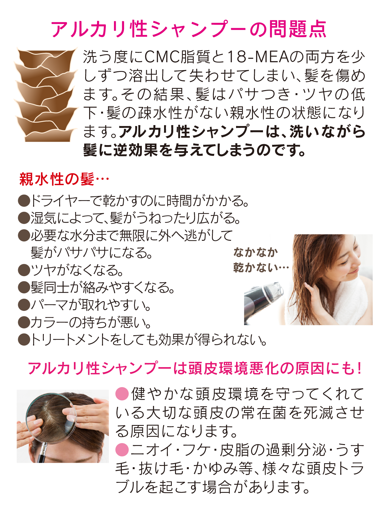アルカリ性シャンプーの問題点